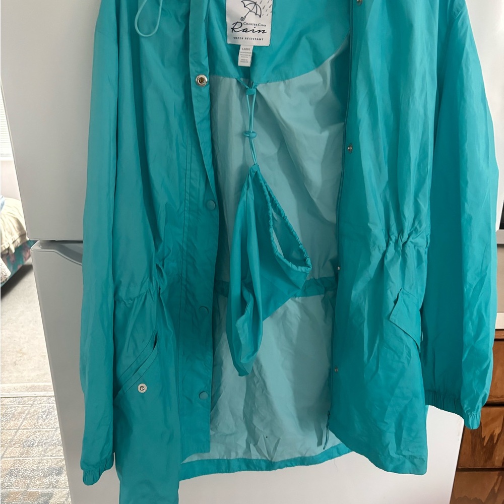Charter Club Teal packable rain coat Jacket